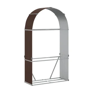 Jilles Haardhoutopslag 120x45x210 cm gegalvaniseerd staal bruin Jilles Haardhoutopslag 120x45x210 cm gegalvaniseerd staal bruin
