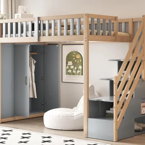 Hoogbed 90×200 cm – met hekwerk – met opbergruimte – met veiligheidstrap – wit + naturel (matras niet inbegrepen) Hoogbed 90×200 cm – met hekwerk – met opbergruimte – met veiligheidstrap – wit + naturel (matras niet inbegrepen)