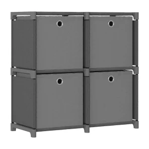 Kast met 4 vakken met boxen 69x30x72,5 cm stof grijs Kast met 4 vakken met boxen 69x30x72,5 cm stof grijs