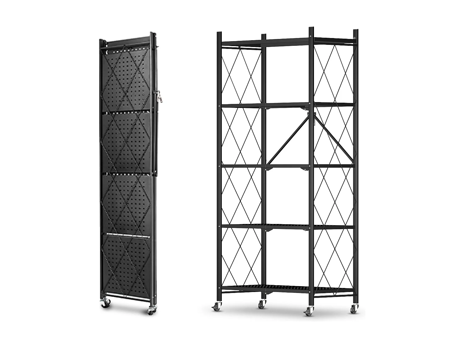HomeMiYN 4-5 lagen opvouwbare opbergplank, multifunctionele opbergplank, rolplank, 71*34*159,40 cm, zwart