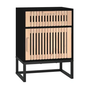 Karla  Nachtkastje 40x30x55,5 cm bewerkt hout en ijzer zwart