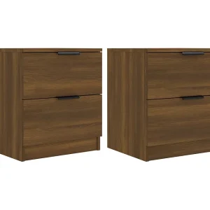 Invel Nachtkastjes 2 st bewerkt hout bruin eikenkleur Invel Nachtkastjes 2 st bewerkt hout bruin eikenkleur