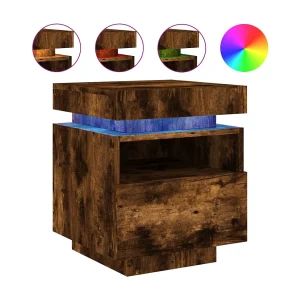 Josane Nachtkastje met LED-verlichting 40x39x48,5 cm gerookt eiken Josane Nachtkastje met LED-verlichting 40x39x48,5 cm gerookt eiken