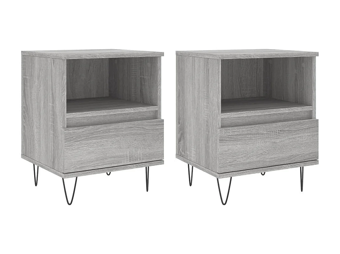 Hulst Nachtkastjes 2 st 40x35x50 cm bewerkt hout grijs sonoma eiken