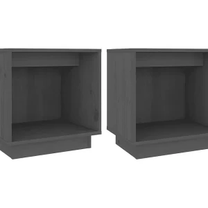 Kani Nachtkastjes 2 st 40x30x40 cm massief grenenhout grijs Kani Nachtkastjes 2 st 40x30x40 cm massief grenenhout grijs