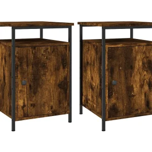 Jalindra Nachtkastjes 2 st 40x42x60 cm bewerkt hout gerookt eikenkleurig Jalindra Nachtkastjes 2 st 40x42x60 cm bewerkt hout gerookt eikenkleurig