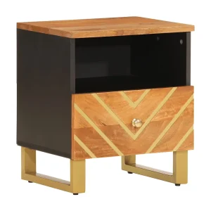 Ilari Nachtkastje massief mangohout bruin en zwart Ilari Nachtkastje massief mangohout bruin en zwart