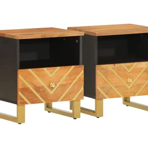 Ilari Nachtkastjes 2 st massief mangohout bruin en zwart Ilari Nachtkastjes 2 st massief mangohout bruin en zwart