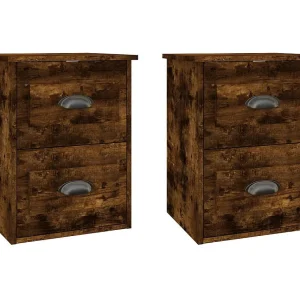 Inez Nachtkastjes 2 st wandgemonteerd 41,5x36x53 cm gerookt eiken Inez Nachtkastjes 2 st wandgemonteerd 41,5x36x53 cm gerookt eiken