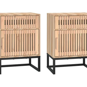 Karla  Nachtkastjes 2 st 40x30x55,5 cm bewerkt hout en ijzer