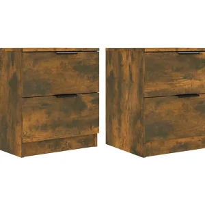 Invel Nachtkastjes 2 st bewerkt hout gerookt eikenkleurig Invel Nachtkastjes 2 st bewerkt hout gerookt eikenkleurig