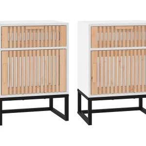 Karla  Nachtkastjes 2 st 40x30x55,5 cm bewerkt hout en ijzer wit