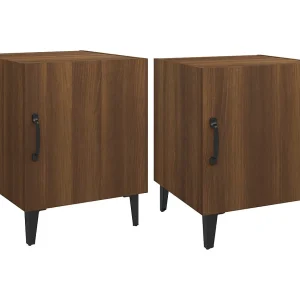 Hondo Nachtkastjes 2 st bewerkt hout bruin eikenkleur Hondo Nachtkastjes 2 st bewerkt hout bruin eikenkleur