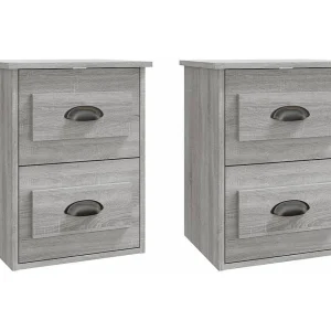 Inez Nachtkastjes 2 st wandgemonteerd 41,5x36x53 cm grijs sonoma Inez Nachtkastjes 2 st wandgemonteerd 41,5x36x53 cm grijs sonoma