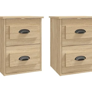 Inez Nachtkastjes 2 st wandgemonteerd 41,5x36x53 cm sonoma eiken Inez Nachtkastjes 2 st wandgemonteerd 41,5x36x53 cm sonoma eiken