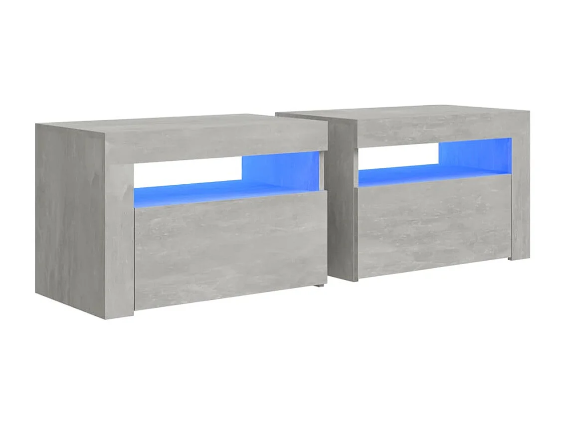 Julian Nachtkastjes 2 st met LED-verlichting 60x35x40 cm betongrijs