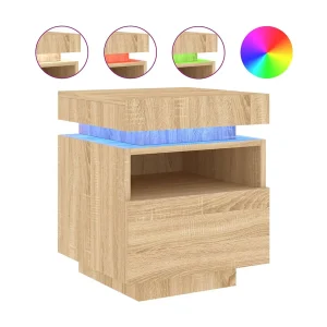 Josane Nachtkastje met LED-verlichting 40x39x48,5 cm sonoma eikenkleur Josane Nachtkastje met LED-verlichting 40x39x48,5 cm sonoma eikenkleur