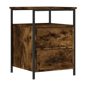 Janora Nachtkastje 44x45x60 cm bewerkt hout gerookt eikenkleurig Janora Nachtkastje 44x45x60 cm bewerkt hout gerookt eikenkleurig
