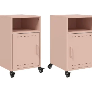Jana Nachtkastjes 2 st 36x39x59 cm staal roze Jana Nachtkastjes 2 st 36x39x59 cm staal roze
