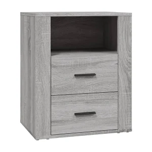 Josephine-Claire  Nachtkastje 50x36x60 cm bewerkt hout grijs sonoma eikenkleurig