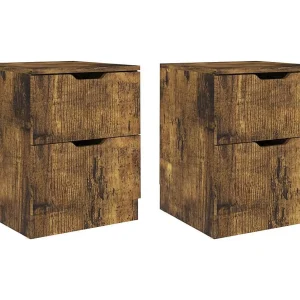 Jenae Nachtkastjes 2 st 40x40x50 cm bewerkt hout gerookt eikenkleurig Jenae Nachtkastjes 2 st 40x40x50 cm bewerkt hout gerookt eikenkleurig