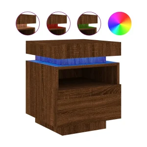 Josane Nachtkastje met LED-verlichting 40x39x48,5 cm bruin eikenkleur Josane Nachtkastje met LED-verlichting 40x39x48,5 cm bruin eikenkleur