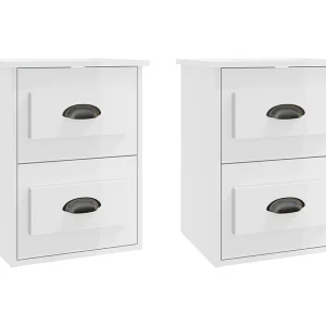 Inez Nachtkastjes 2 st wandgemonteerd 41,5x36x53 cm hoogglans wit Inez Nachtkastjes 2 st wandgemonteerd 41,5x36x53 cm hoogglans wit