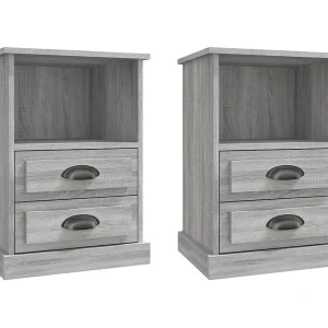 Karly  Nachtkastjes 2 st 43x36x60 cm grijs sonoma eikenkleurig