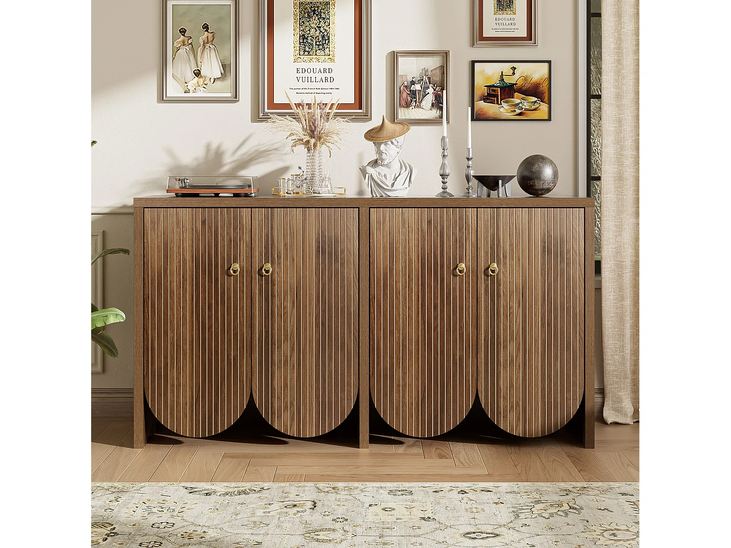 Houten dressoir met 4 deuren en verstelbare planken - voor woon- en eetkamers
