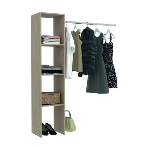 Industriële houten kledingkast met 3 planken en kledingrek 138x40x180 cm ELYSEE Industriële houten kledingkast met 3 planken en kledingrek 138x40x180 cm ELYSEE