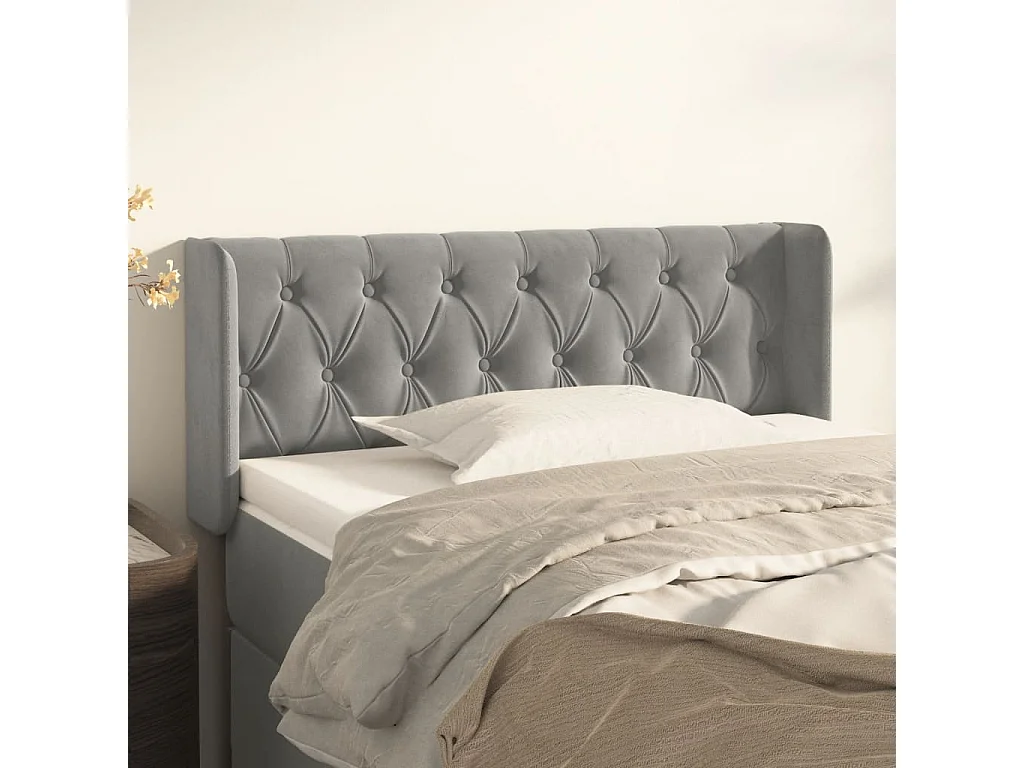 Hoofdbord | Hoofdeinde met randen 103x16x78/88 cm fluweel lichtgrijs