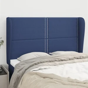 Hoofdbord | Hoofdeinde met randen 147x23x118/128 cm stof blauw Hoofdbord | Hoofdeinde met randen 147x23x118/128 cm stof blauw