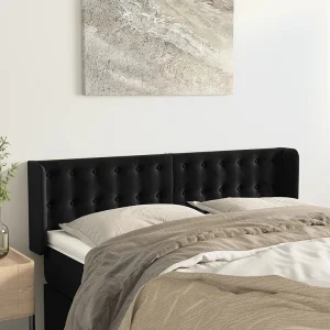 Hoofdbord | Hoofdeinde met randen 147x16x78/88 cm fluweel zwart Hoofdbord | Hoofdeinde met randen 147x16x78/88 cm fluweel zwart