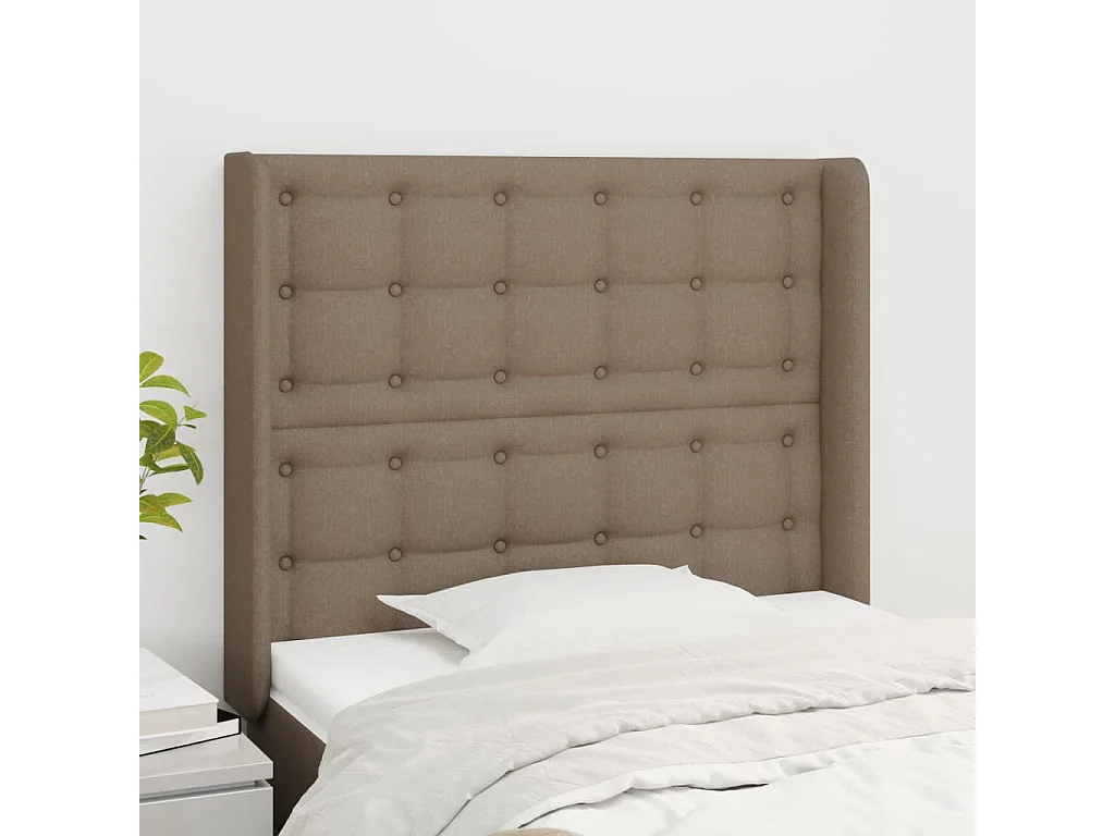 Hoofdbord | Hoofdeinde met randen 103x16x118/128 cm stof taupe