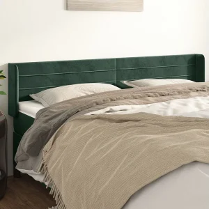 Hoofdbord | Hoofdeinde met randen 163x16x78/88 cm fluweel donkergroen