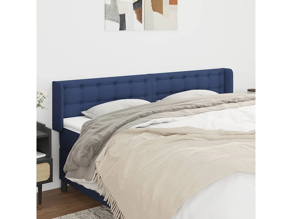 Hoofdbord | Hoofdeinde met randen 163x16x78/88 cm stof blauw