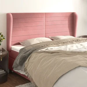 Hoofdbord | Hoofdeinde met randen 163x23x118/128 cm fluweel roze