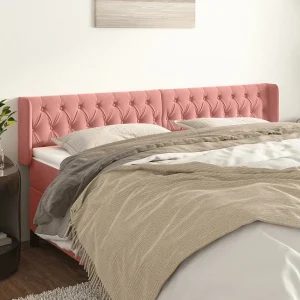 Hoofdbord | Hoofdeinde met randen 183x16x78/88 cm fluweel roze