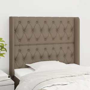 Hoofdbord | Hoofdeinde met randen 103x16x118/128 cm stof taupe Hoofdbord | Hoofdeinde met randen 103x16x118/128 cm stof taupe
