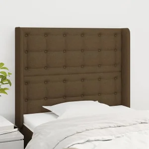 Hoofdbord | Hoofdeinde met randen 103x16x118/128 cm stof donkerbruin