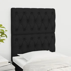 Hoofdborden | Hoofdeinde 2 st 80x7x78/88 cm stof zwart Hoofdborden | Hoofdeinde 2 st 80x7x78/88 cm stof zwart