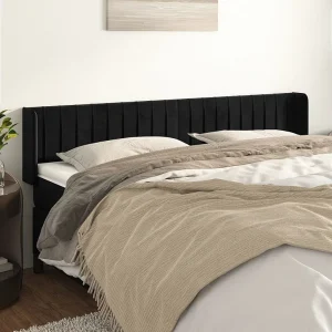 Hoofdbord | Hoofdeinde met randen 163x16x78/88 cm fluweel zwart