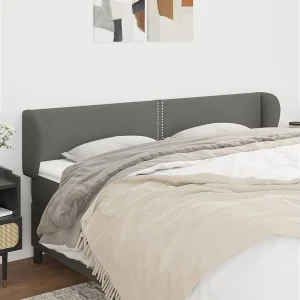 Hoofdbord | Hoofdeinde met randen 183x23x78/88 cm stof donkergrijs