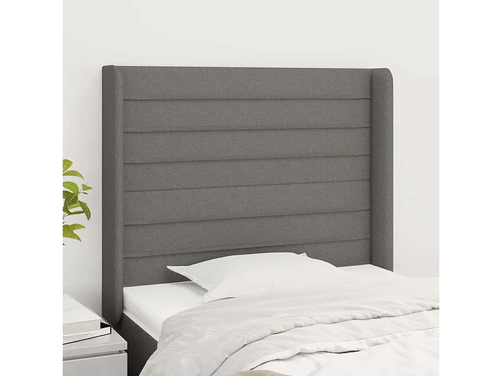 Hoofdbord | Hoofdeinde met randen 103x16x118/128 cm stof donkergrijs