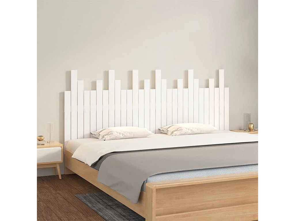 Hoofdbord | Hoofdeinde wandmontage 185x3x80 cm massief grenenhout wit