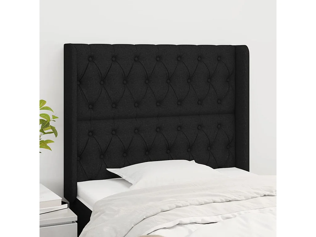 Hoofdbord | Hoofdeinde met randen 103x16x118/128 cm stof zwart