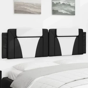 Hoofdbord | Hoofdbordkussen "Viana" 180 cm kunstleer zwart en wit Hoofdbord | Hoofdbordkussen "Viana" 180 cm kunstleer zwart en wit