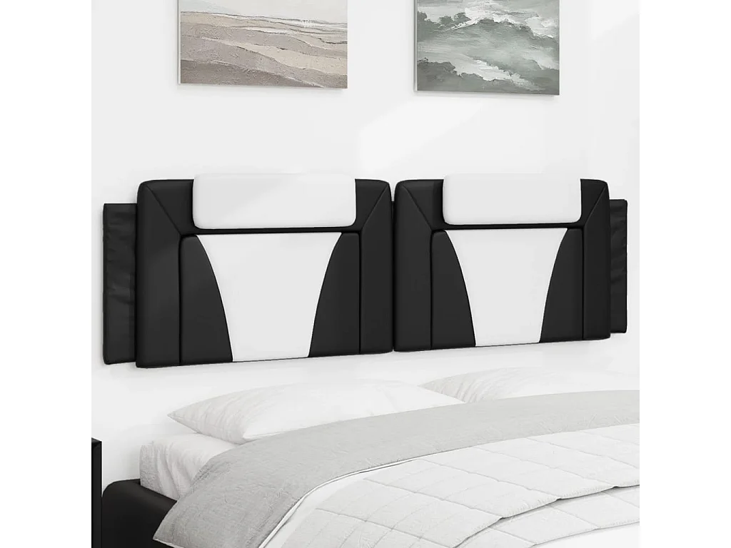 Hoofdbord | Hoofdbordkussen "Viana" 180 cm kunstleer zwart en wit
