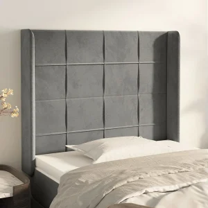 Hoofdbord | Hoofdeinde met randen 103x16x118/128 cm fluweel lichtgrijs Hoofdbord | Hoofdeinde met randen 103x16x118/128 cm fluweel lichtgrijs