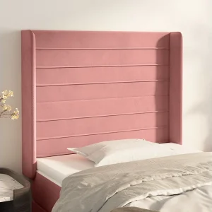Hoofdbord | Hoofdeinde met randen 103x16x118/128 cm fluweel roze Hoofdbord | Hoofdeinde met randen 103x16x118/128 cm fluweel roze